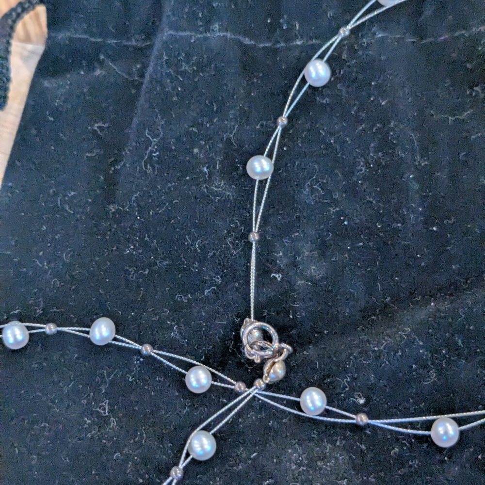 Elegant Silver Pearl Necklace